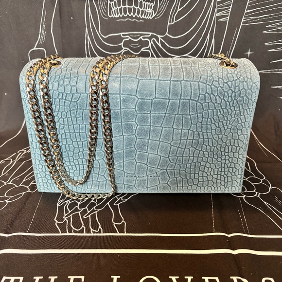 Brandon Blackwood Light Blue Snake Print Sophia Silver Chain - Picture 1 of 6